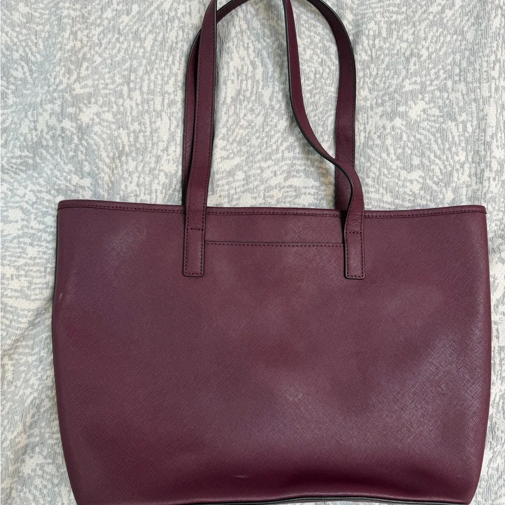 Michael Kors Plum Saffiano Tote with Gold Stud Accents - Picture 3 of 4